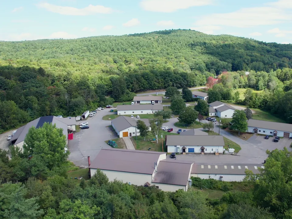 Westmoreland, New Hampshire: the park’s buildings in a wooded valley, from above
